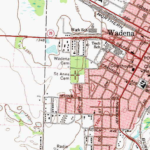 Topographic Map of Saint Ann' Cemetery, MN