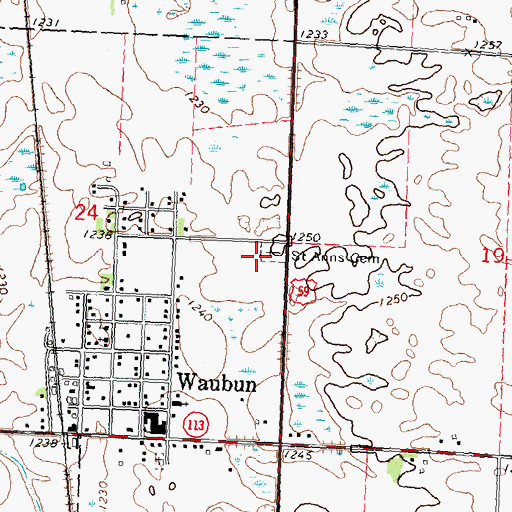 Topographic Map of Saint Anns Cemetery, MN