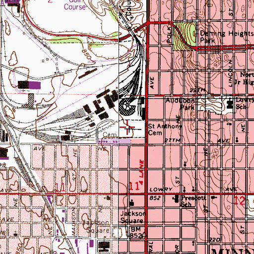 Topographic Map of Saint Anthony Cemetery, MN
