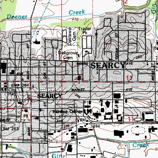 Topographic Map of College Church of Christ, AR