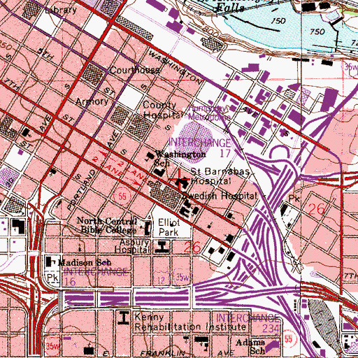 Topographic Map of Saint Barnabas Hospital, MN