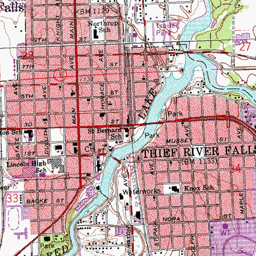 Topographic Map of Saint Bernard School, MN