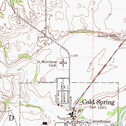 Topographic Map of Saint Boniface Cemetery, MN