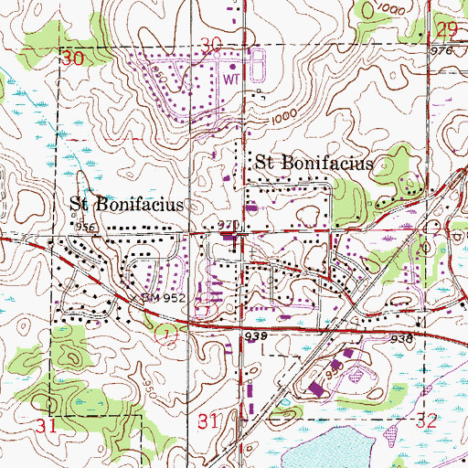 Topographic Map of Saint Bonifacius, MN