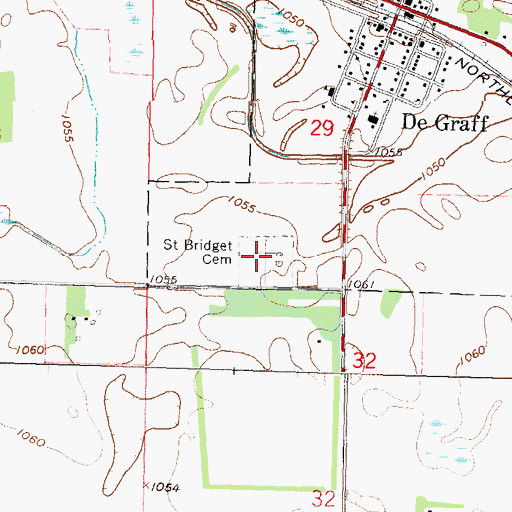 Topographic Map of Saint Bridget Cemetery, MN