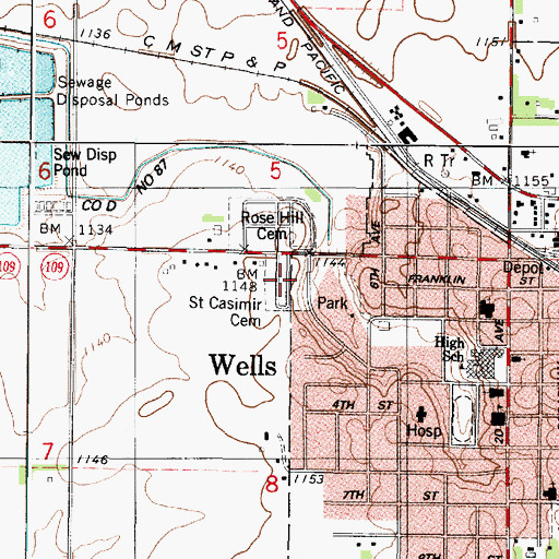 Topographic Map of Saint Casimer Cemetery, MN