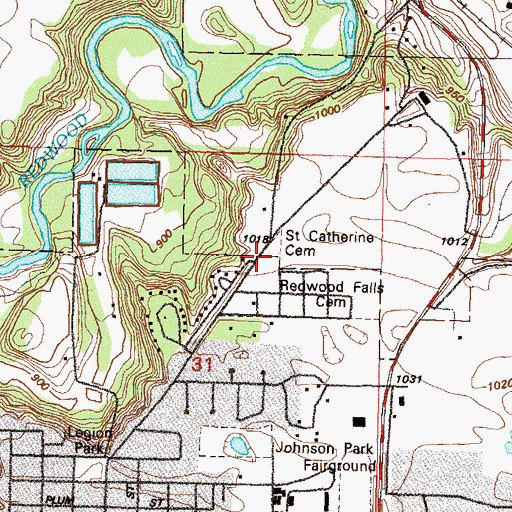 Topographic Map of Saint Catherine Cemetery, MN