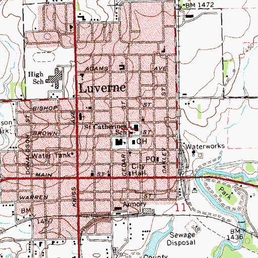 Topographic Map of Saint Catherines School, MN
