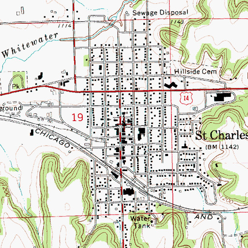 Topographic Map of Saint Charles, MN