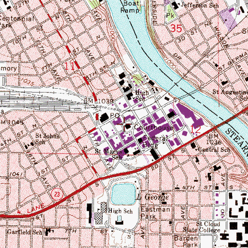 Topographic Map of Saint Cloud, MN