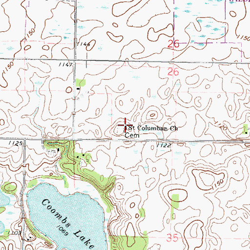 Topographic Map of Saint Columban Church, MN