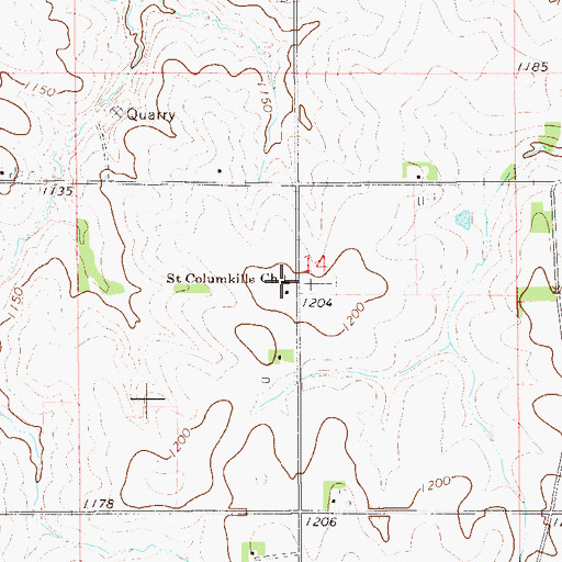 Topographic Map of Saint Columkills Church, MN