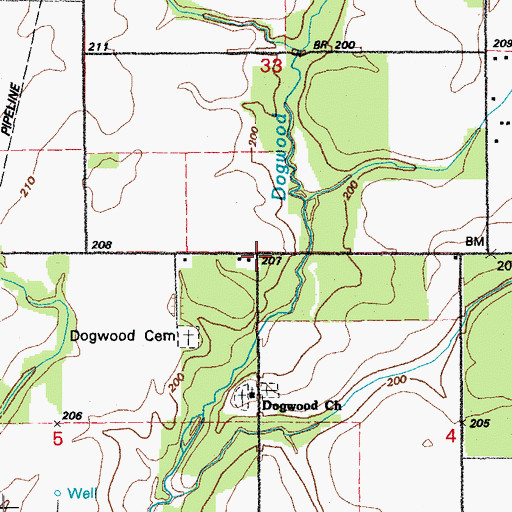 Topographic Map of Dogwood, AR