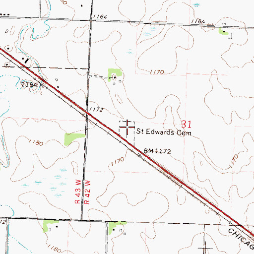 Topographic Map of Saint Edwards Cemetery, MN