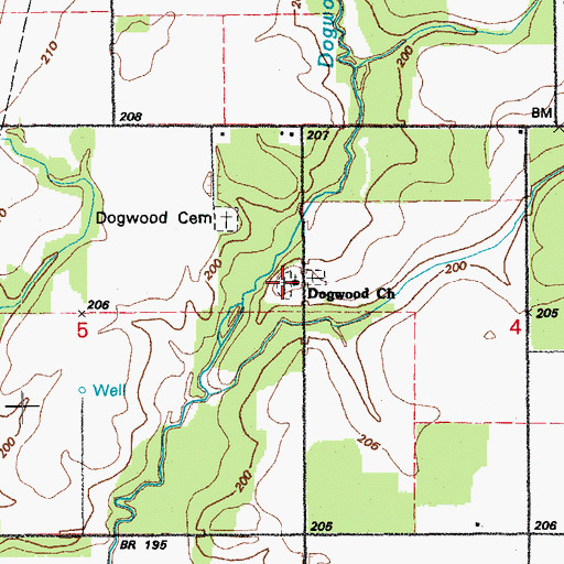 Topographic Map of Dogwood Cemetery, AR