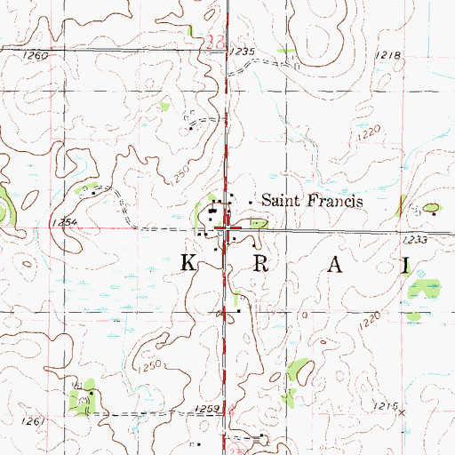 Topographic Map of Saint Francis, MN