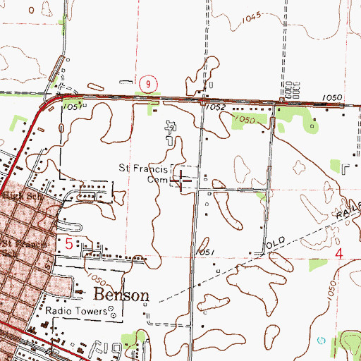 Topographic Map of Saint Francis Cemetery, MN