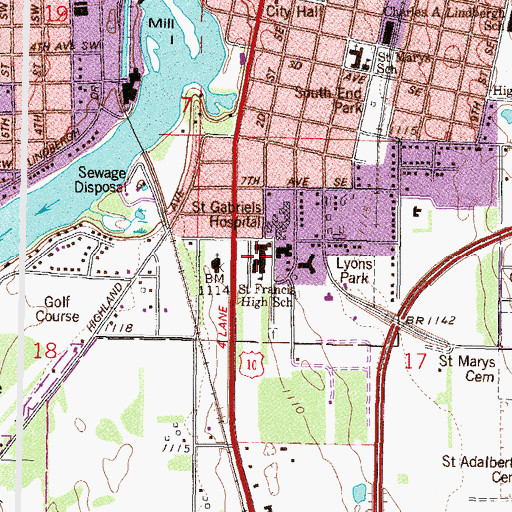 Topographic Map of Saint Francis High School, MN