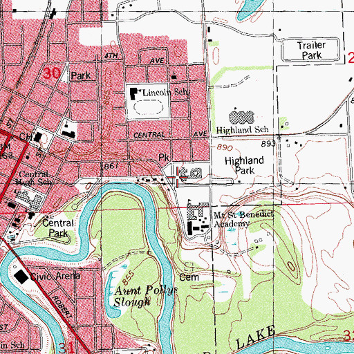 Topographic Map of Saint Francis Hospital, MN