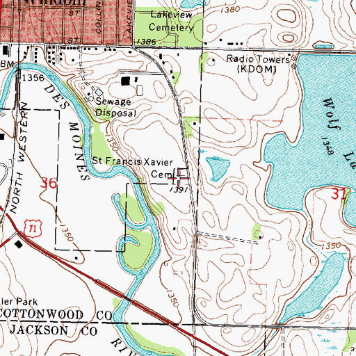 Topographic Map of Saint Francis Xavier Cemetery, MN