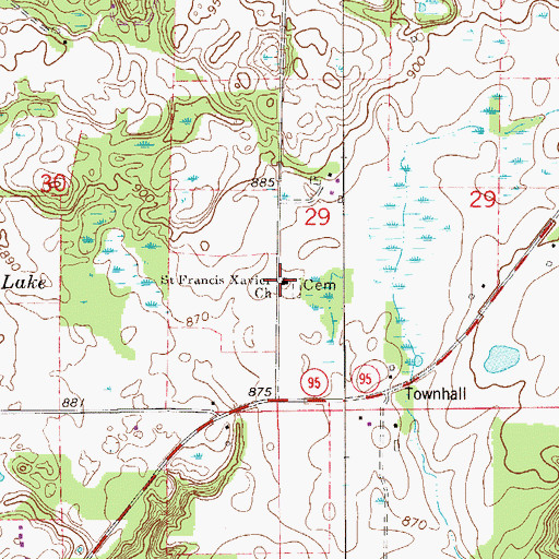Topographic Map of Saint Francis Xavier Church, MN