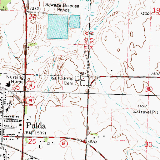 Topographic Map of Saint Gabriel Cemetery, MN