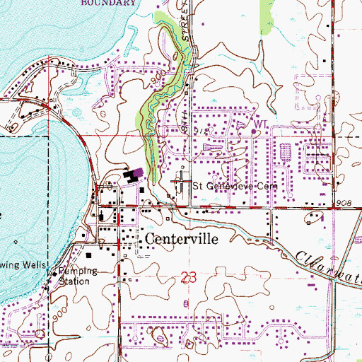 Topographic Map of Saint Genevieve Cemetery, MN