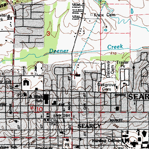 Topographic Map of Downtown Church of Christ, AR