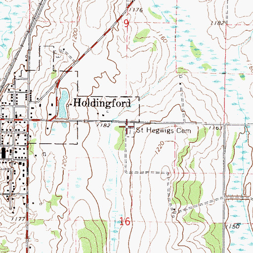 Topographic Map of Saint Hegwigs Cemetery, MN