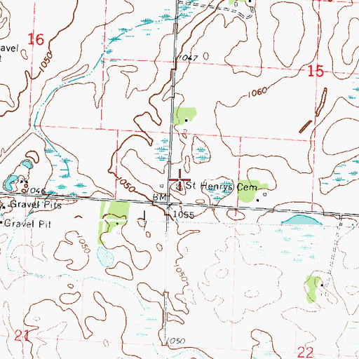 Topographic Map of Saint Henry Cemetery, MN
