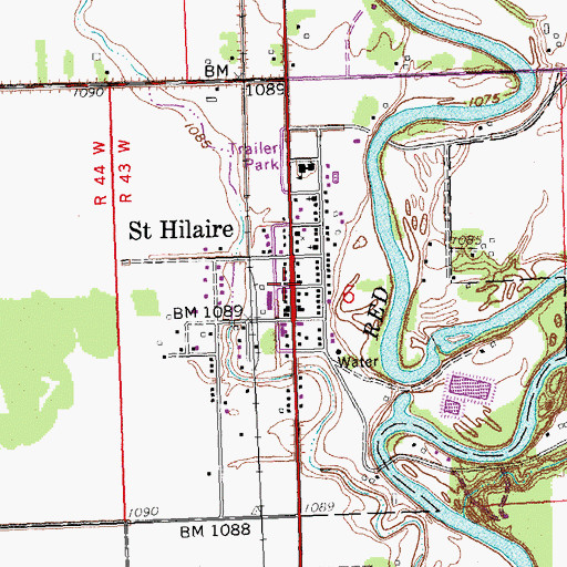 Topographic Map of Saint Hilaire, MN