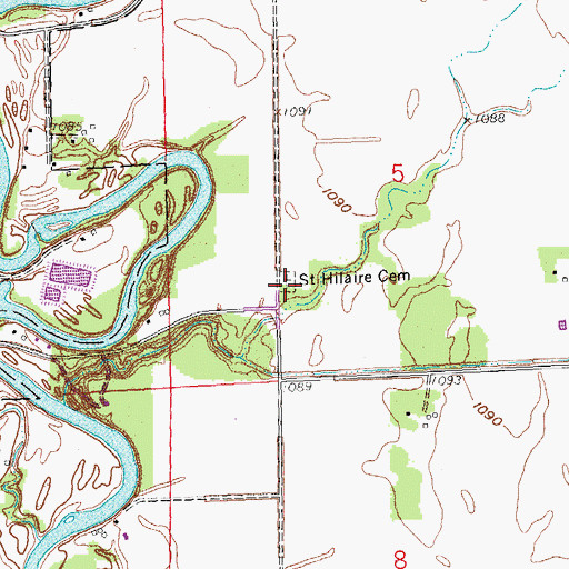 Topographic Map of Saint Hilaire Cemetery, MN