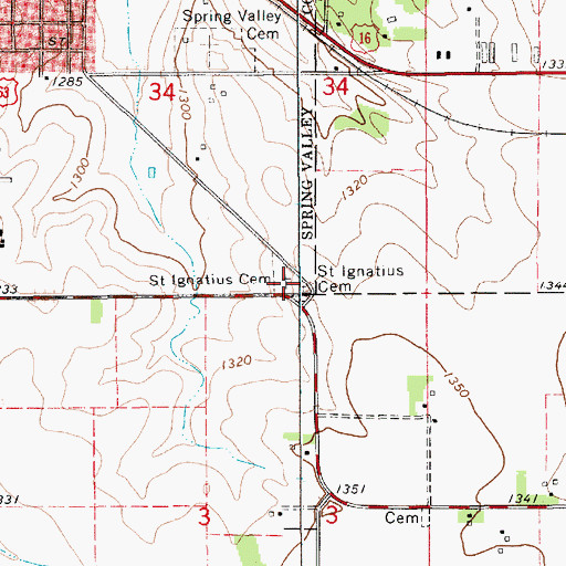 Topographic Map of Saint Ignatius Cemetery, MN