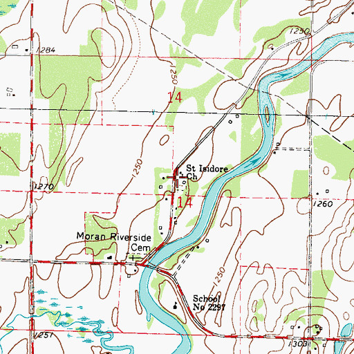 Topographic Map of Saint Isidore Church, MN