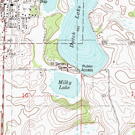 Topographic Map of Saint James Cemetery, MN
