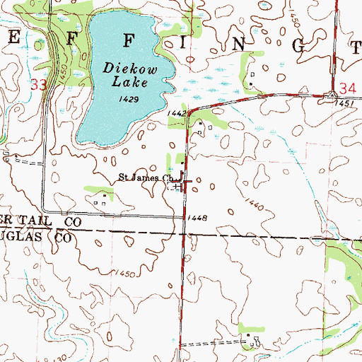 Topographic Map of Saint James Church, MN