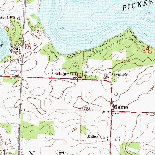 Topographic Map of Saint James Church, MN