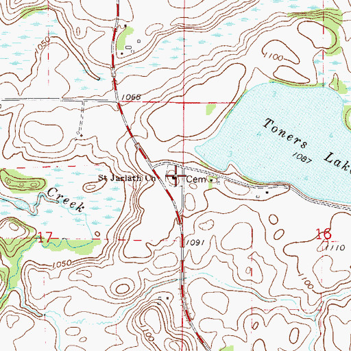 Topographic Map of Saint Jarlath Church, MN
