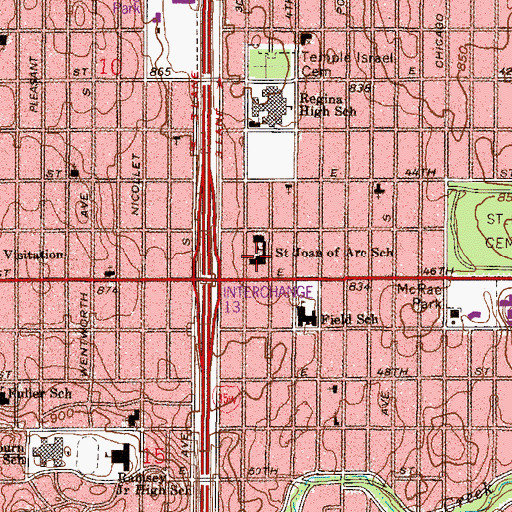 Topographic Map of Saint Joan of Arc School, MN