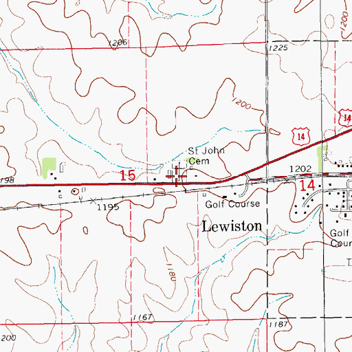 Topographic Map of Saint John Cemetery, MN