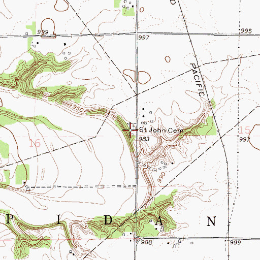 Topographic Map of Saint John Cemetery, MN