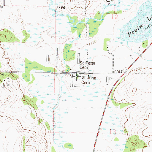 Topographic Map of Saint John Cemetery, MN