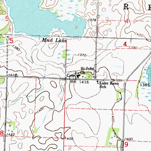 Topographic Map of Saint John Church, MN