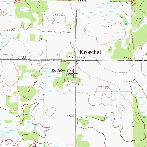 Topographic Map of Saint John Church, MN