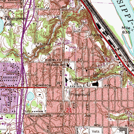 Topographic Map of Saint John School, MN