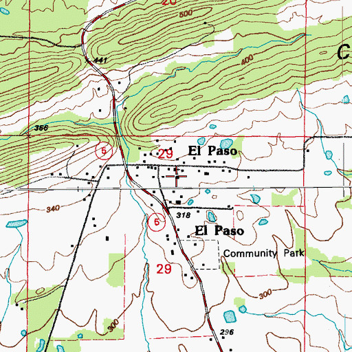 Topographic Map of First Baptist Church of El Paso, AR