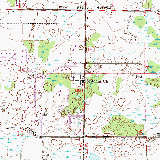 Topographic Map of Saint John's Lutheran School, MN