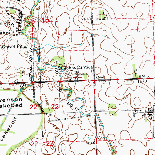 Topographic Map of Saint Johns Cantius Cemetery, MN