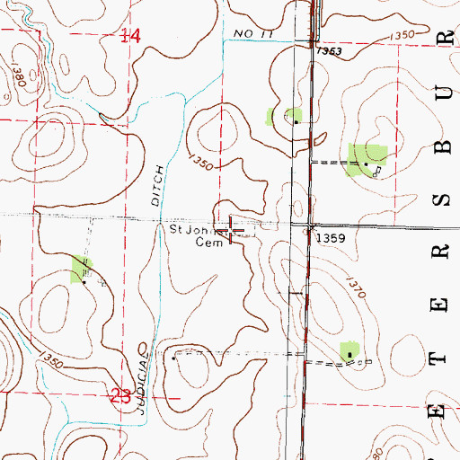 Topographic Map of Saint Johns Cemetery, MN