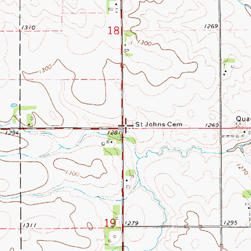 Topographic Map of Saint Johns Cemetery, MN